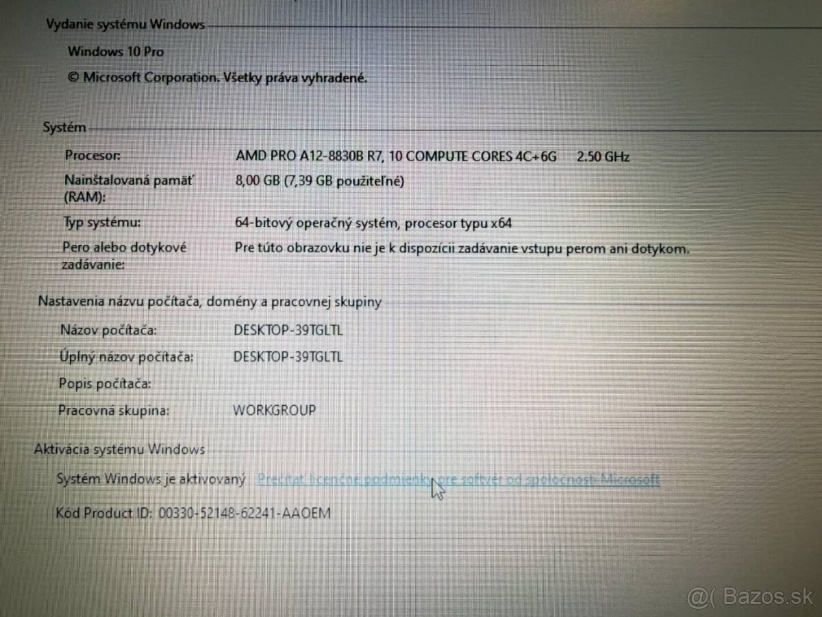 Notebook Lenovo A475 / AMD A12 / 8GB RAM / SSD / Win10 Pro - 7