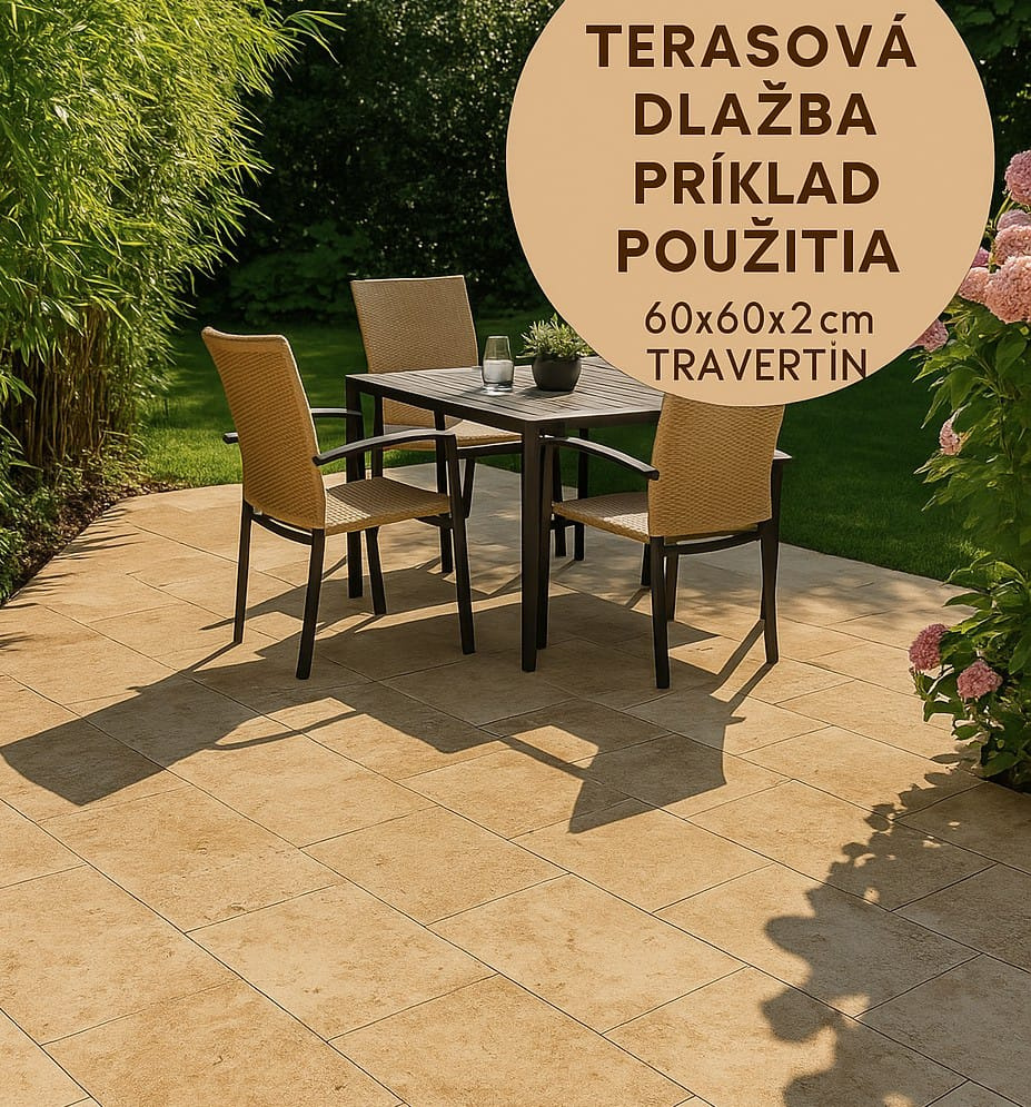 Terasová dlažba 20mm vzhľad Travertin Gold 60x60 protišmyk - 7