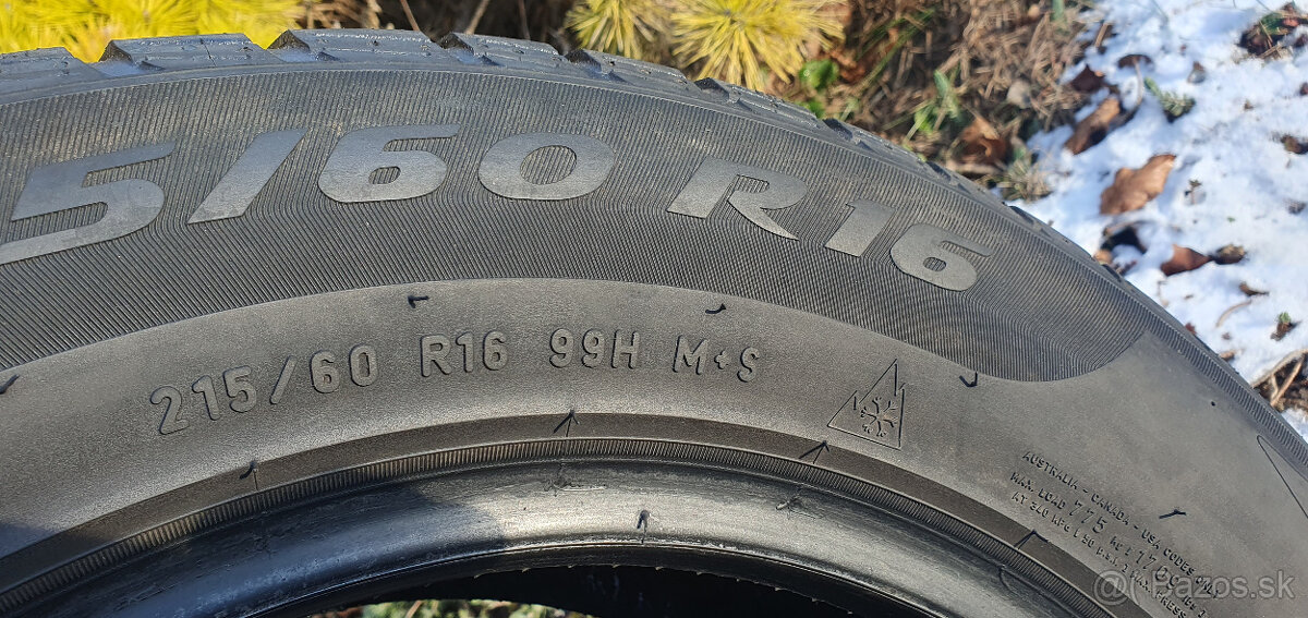 PIRELLI , DOT 21, ZIMNE, CELOROCNE, 215/60 R16 - 7