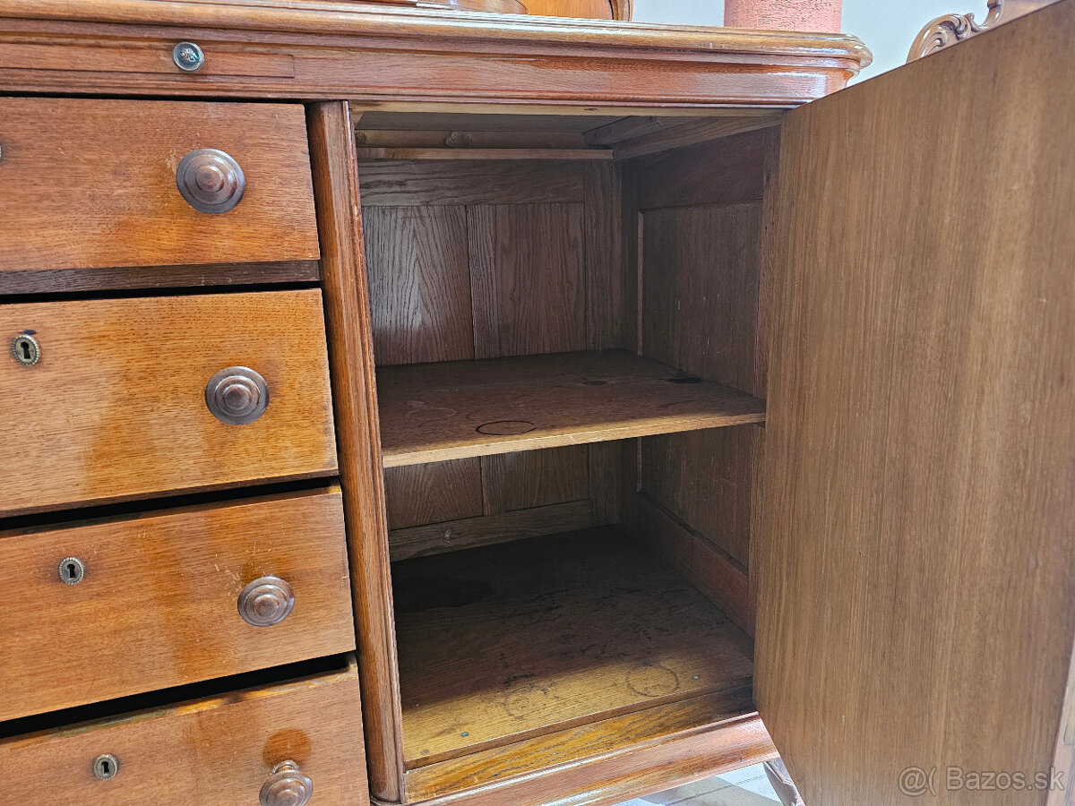 Predám starožitnú komodu v vitrínou - 7