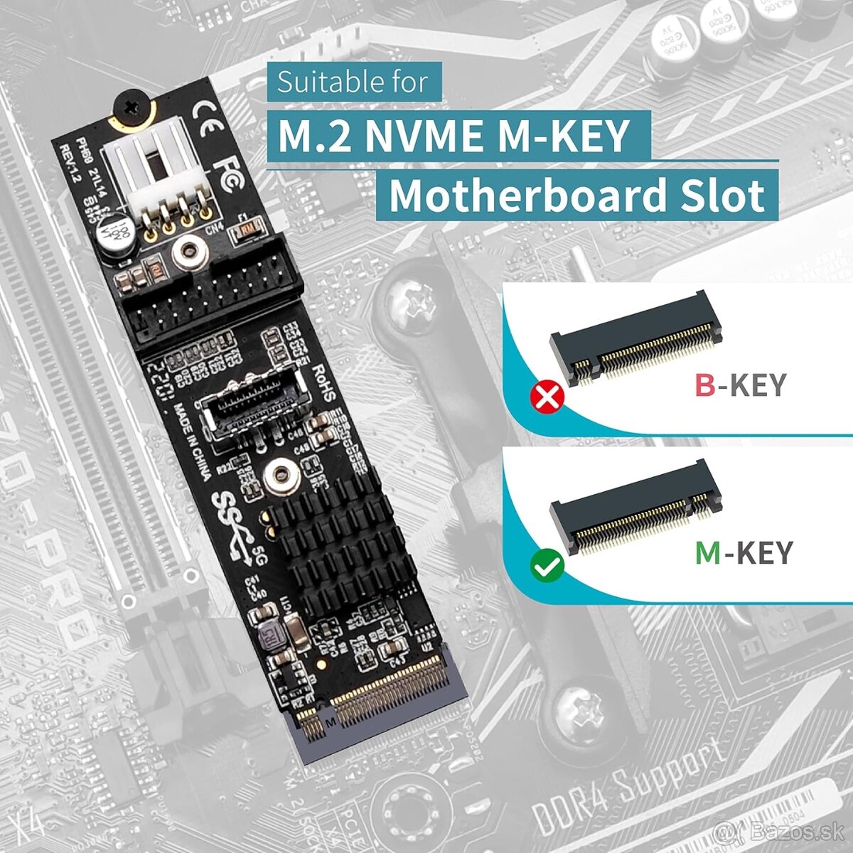 5× M.2 M‑Key to USB‑C / USB‑A interný adaptér - 7