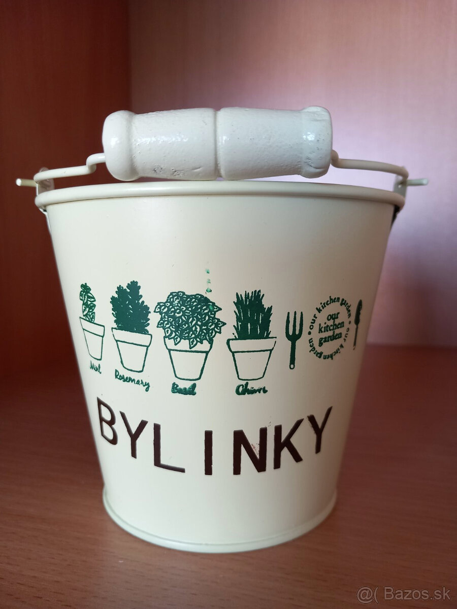 Sada 2ks kovové vedierka, obaly na kvetináče s bylinkami - 7