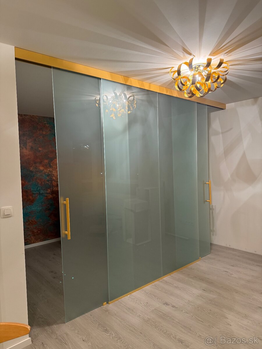 Celosklenené posuvné dvere 353 × 258 cm - matné, 4-dielne - 7