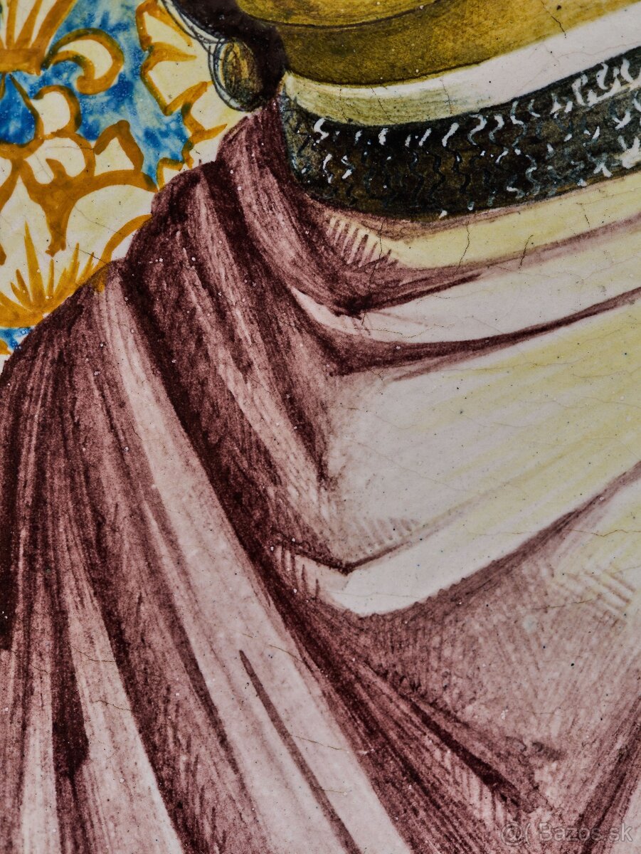 Obrí taliansky tanier s portrétom podľa Botticelliho 52 cm - 7