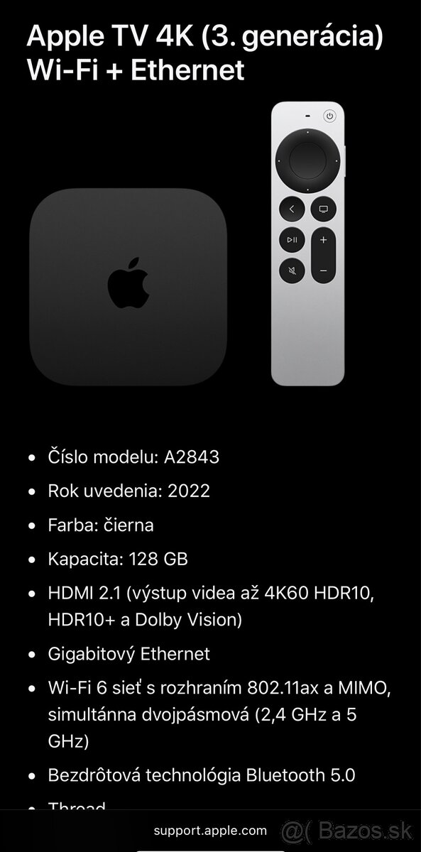 Apple TV 4K Wi‑Fi + Ethernet 128GB - 2022, model: A2843 #4 - 7
