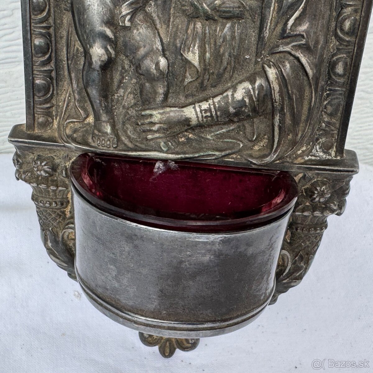 Nádherná starožitná kropenka s Pannou Marii - 7