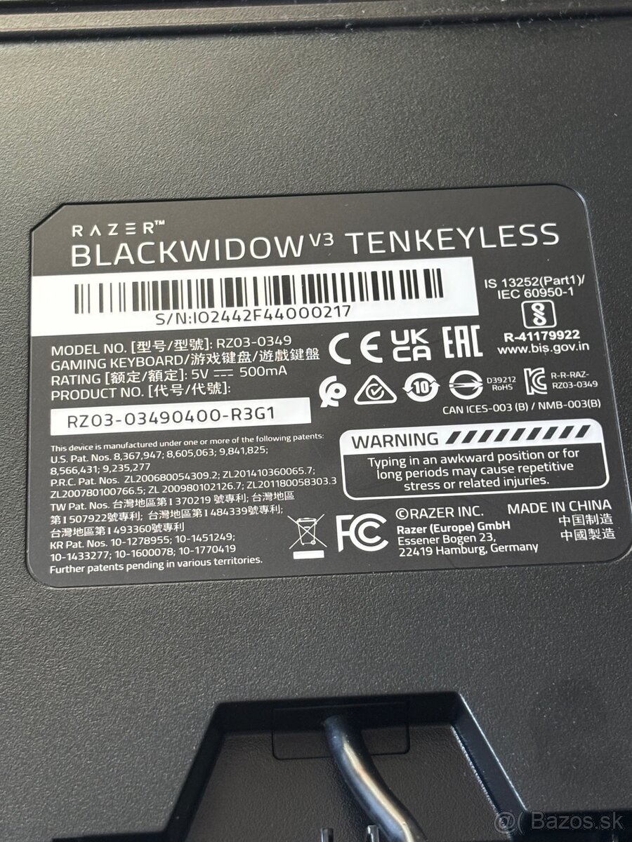 Razer Blackwidow V3 Tenkeyless, herná klávesnica - 7