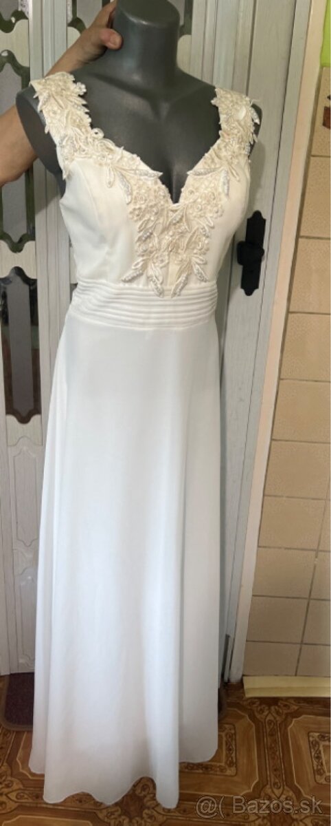 svadobné šaty S/M - farba Ivory - 7