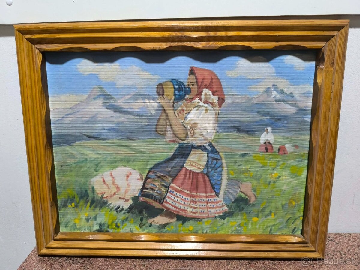 Olejomaľba - dievča pod Tatrami - 7