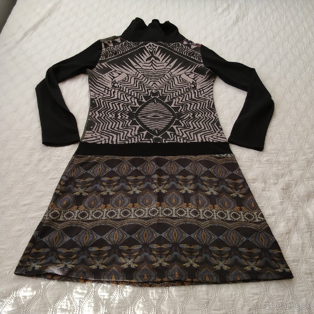 Pletené elastické šaty s dlhým rukávom, vel. L - 7