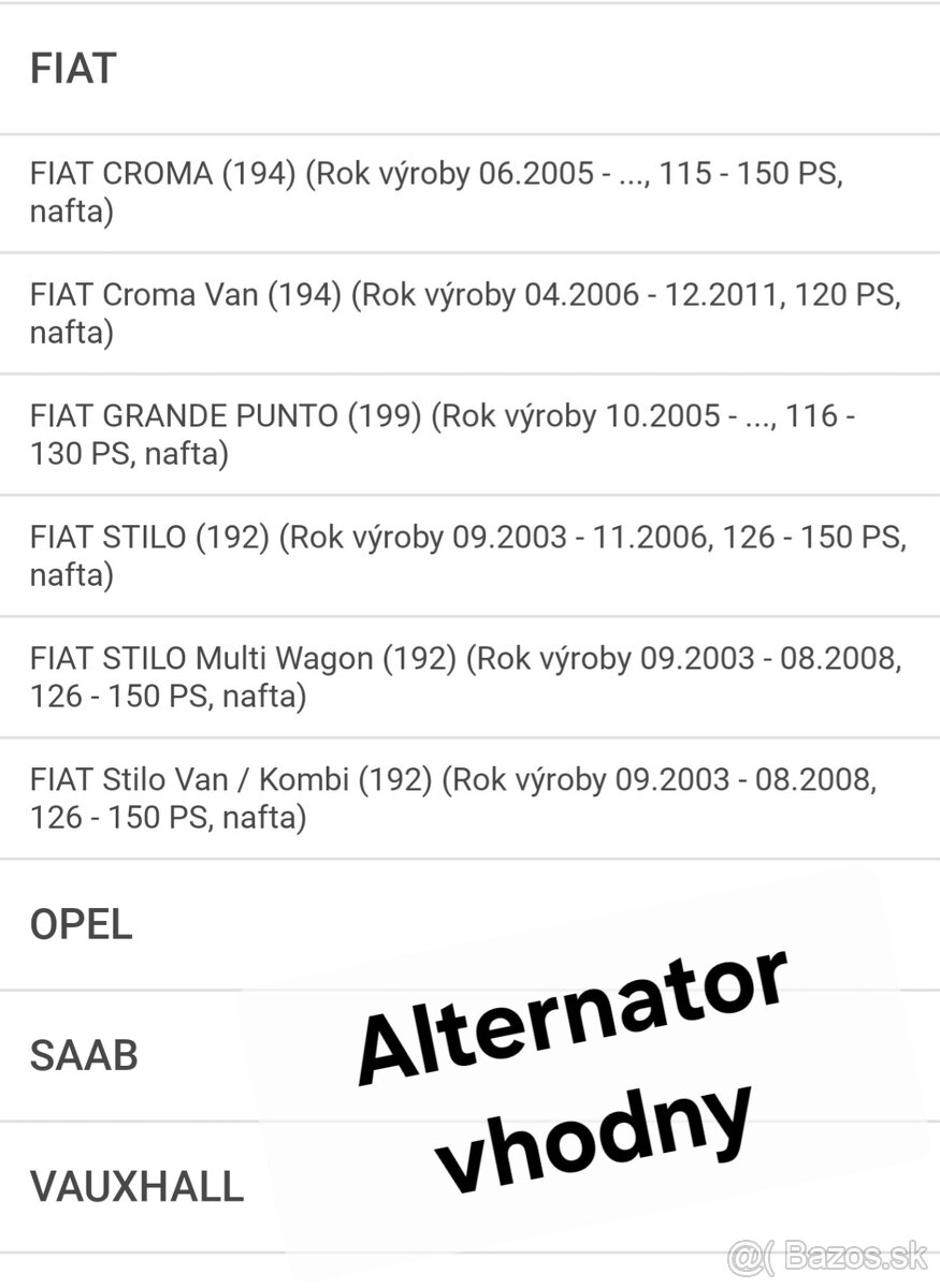 Alternator FIAT, OPEL, SAAB - 7