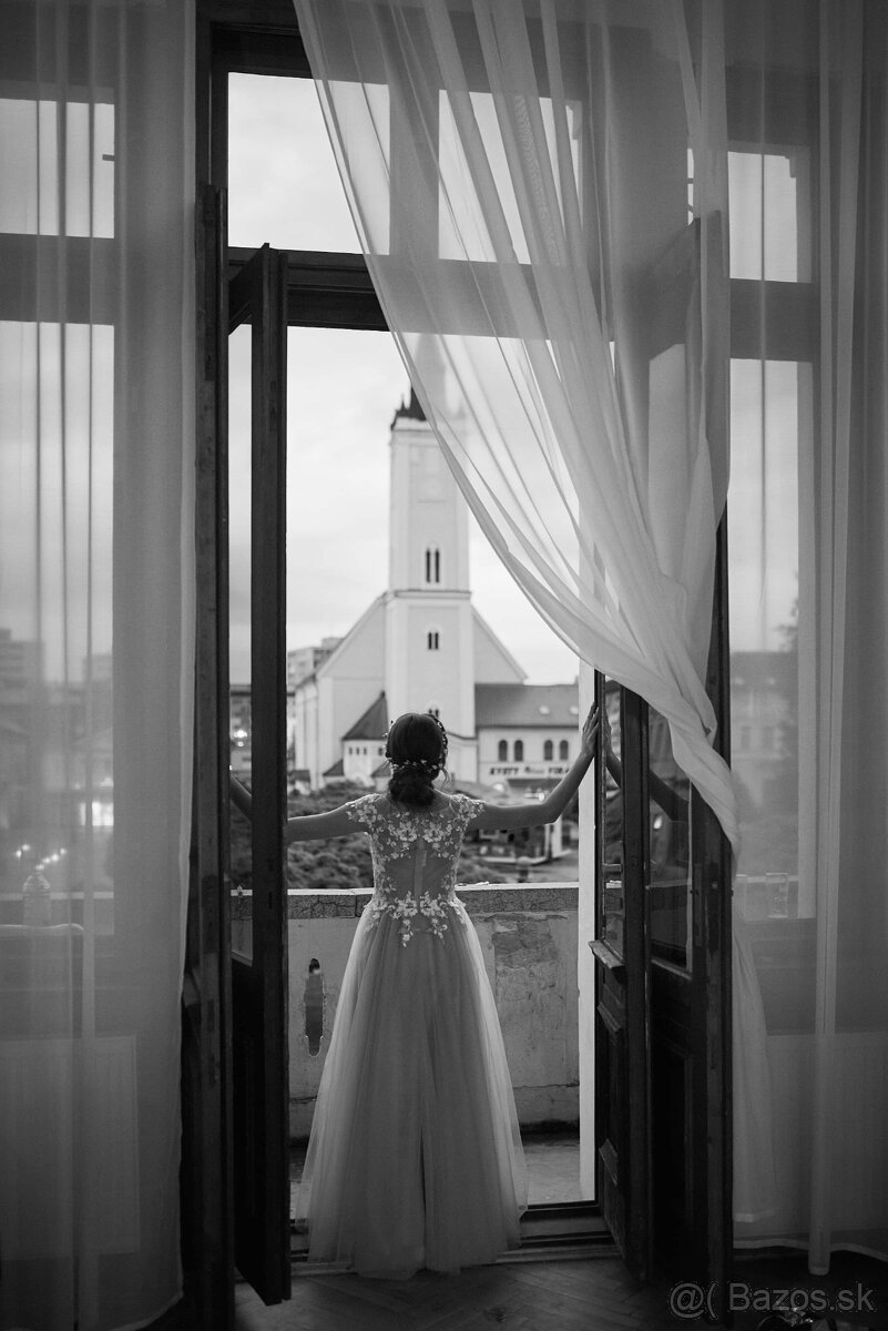 Plesové šaty bledomodré, tylové - 7