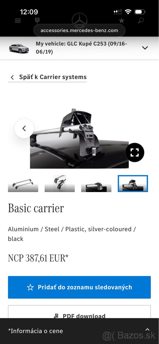 Strešný nosič mercedes GLC Kupé - 7