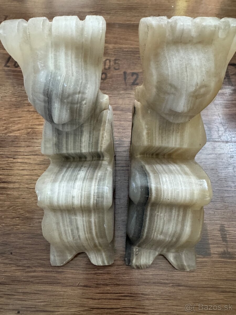 Vintage aztécke držiaky na knihy z Onyxu - 7