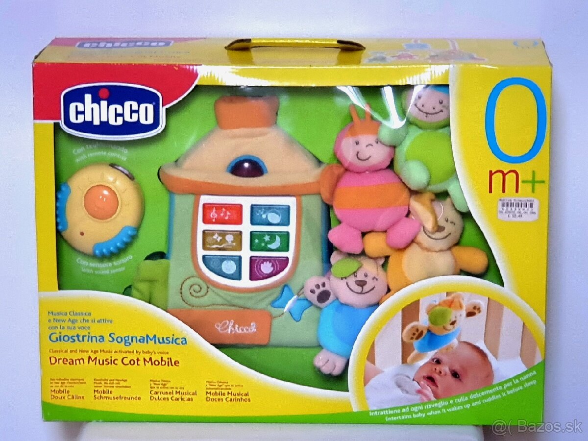 Chicco hudobný kolotoč nad postieľku s ovládačom + hračky - 7