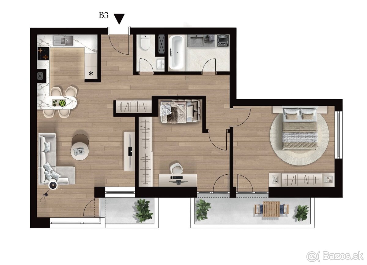 LUNA RESIDENCE | Bytový dom B - VOĽNÉ 4 trojizbové byty - 7