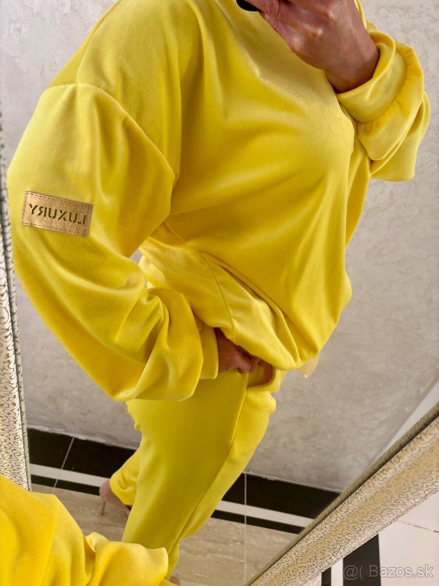 Damska talianska velurova suprava yellow - 7