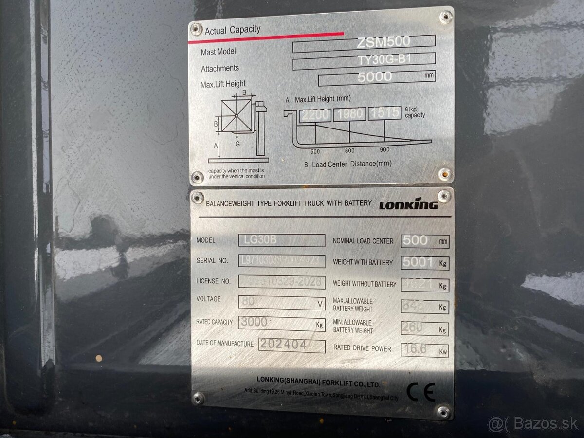 Nový vysokozdvižný vozík Lonking 3000 kg - 7