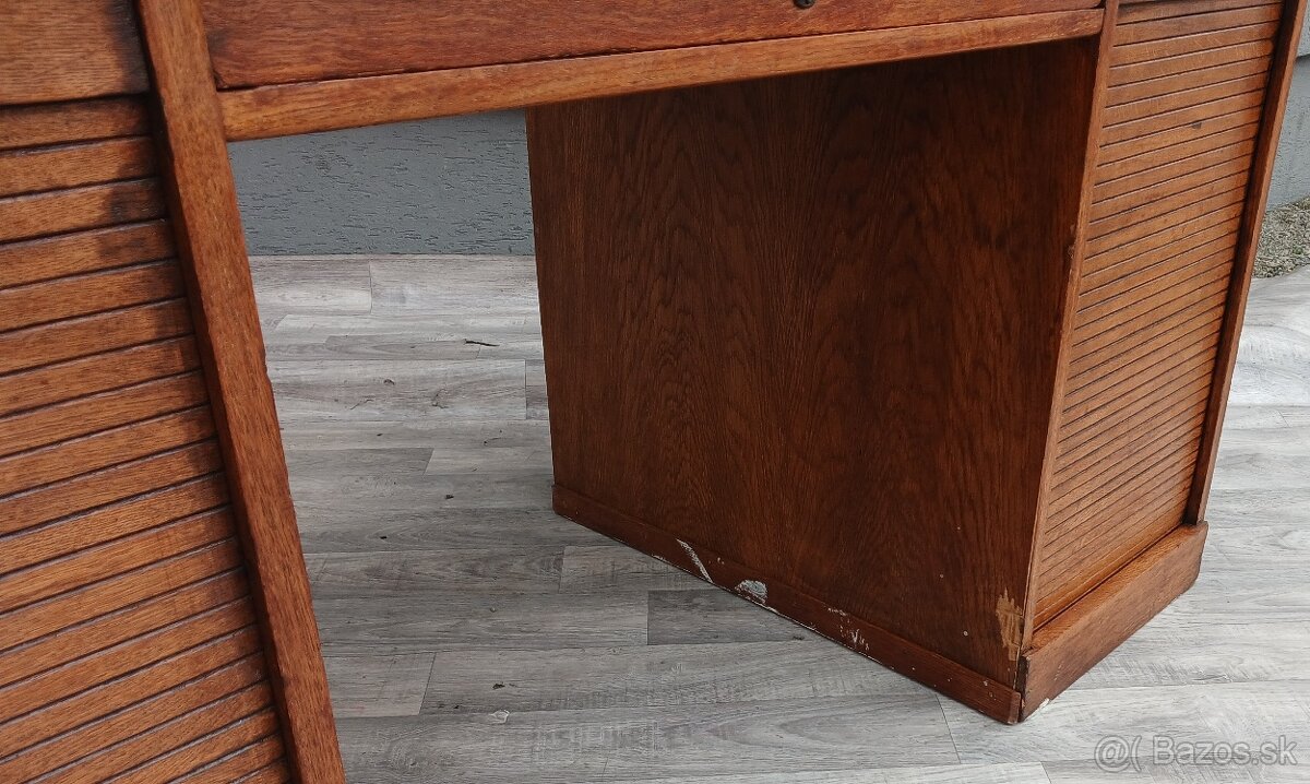 Stôl písací starožitný roletový. - 7