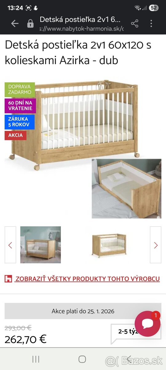 Detská postieľka z masívu - 7