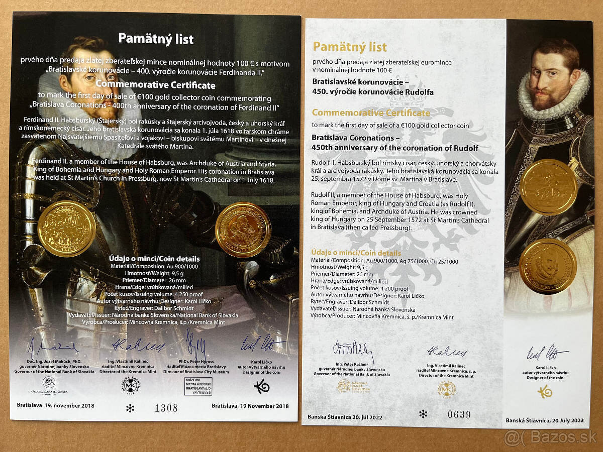 Predám pamätné listy k SK euro minciam - 7