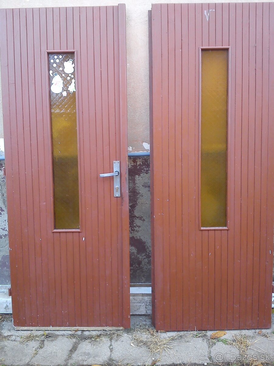 DVOJKRÍDLOVÉ VCHODOVÉ DVERE Z MASÍVU, - 7