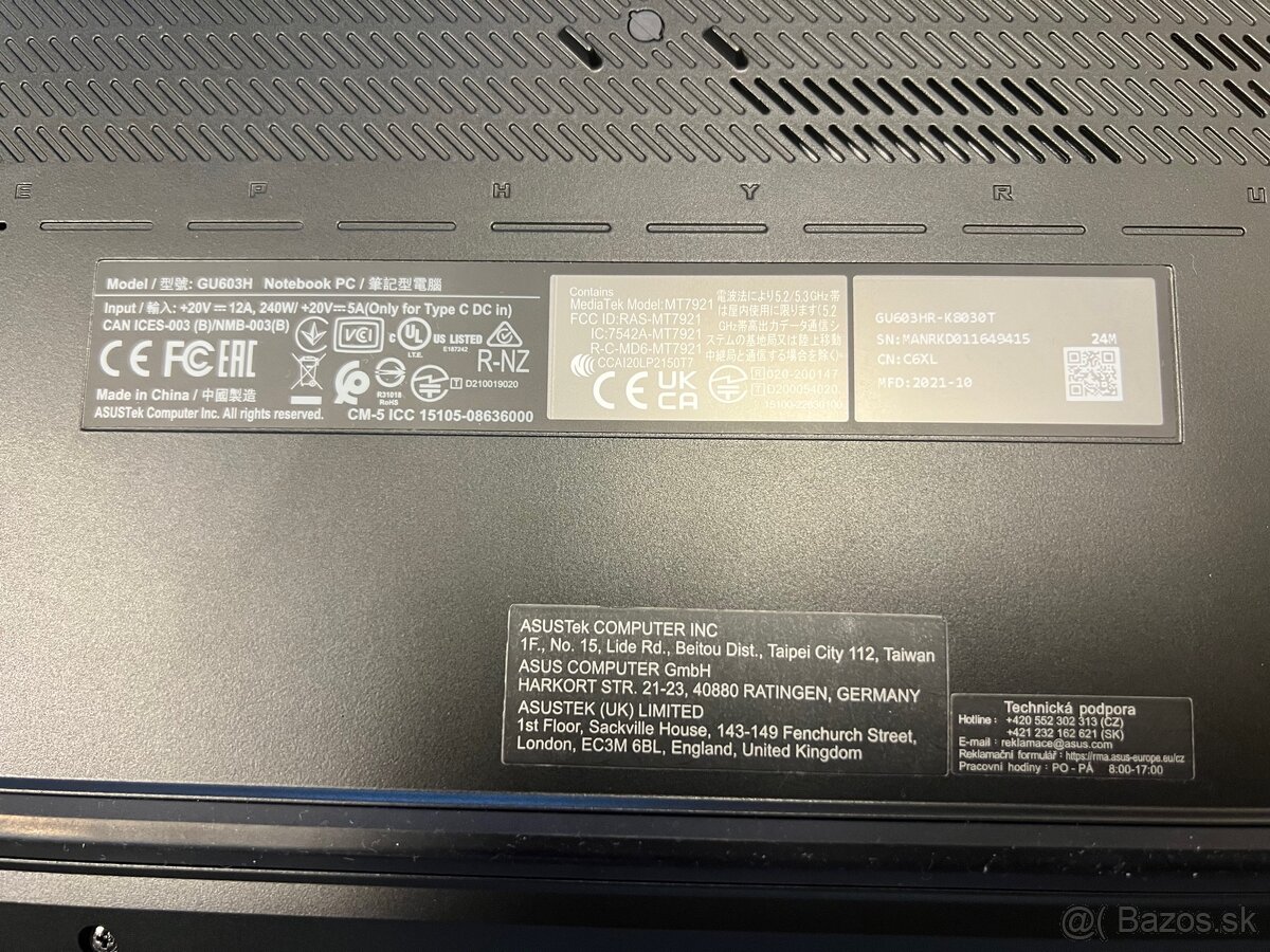 ASUS ROG Zephyrus M16 (GU603HR) – RTX 3070, 16GB, TOP STAV - 7