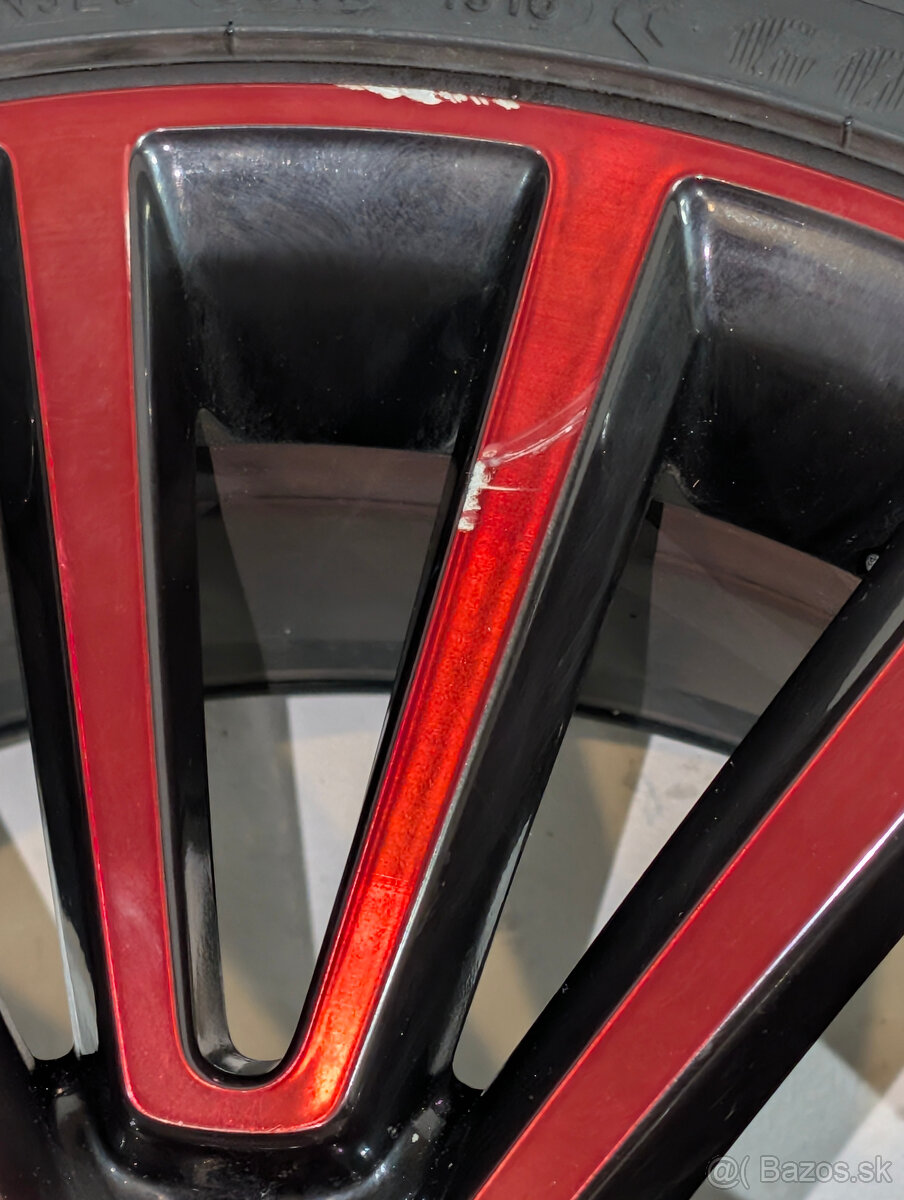 originál ALU disky VW UP 17" - model POLYGON (Black/Red) - 7