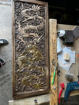 Drevený obraz – Zlatý drak - 7