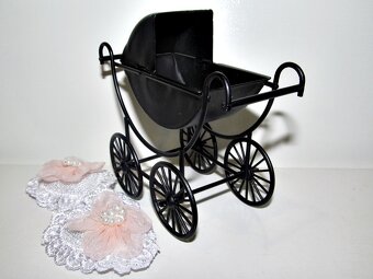 Mini kočárek pro malé panenky,viktoriánský styl. - 7