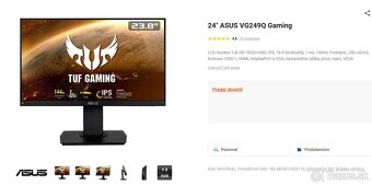 Predám staršiu PC zostavu + 144Hz monitor Asus Tuf - 7