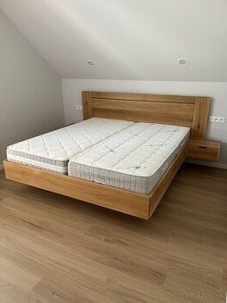 Dubová posteľ z masívu - úložný priestor, nočné stolíky - 7