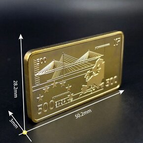 Pozlátená zlatá zberateľská tehlička - 500 € - 7