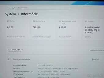 predám tablet Dell Latitude 5290 ,Intel® Core™i5 ,8gb ram - 7