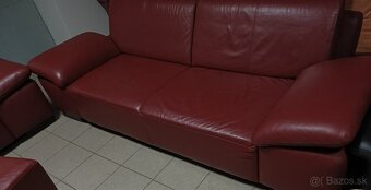 Kožená sedacia súprava s taburetom - ako NOVÁ, TOP STAV - 7