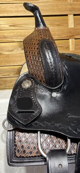Westernový sedlový komplet 1) černé s hnědou - 7