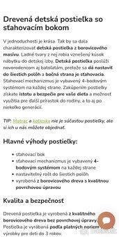 Detská postieľka so sťahovacím bokom - 7