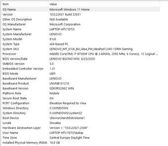 Predám Herný notebook Lenovo Gaming L340-15IRH Gradient Blue - 7