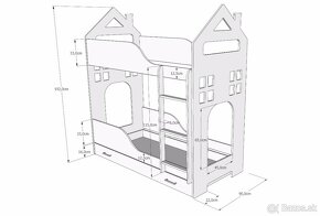 Poschodová posteľ domček-so šuflíkmi aj matracmi 180 cm - 7