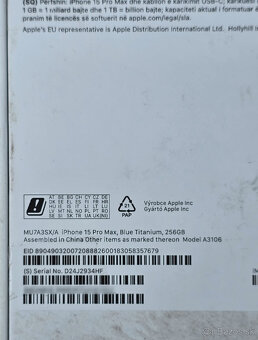 Predam Iphone 15 PRO MAX 256 GB modrý titán, záruka - 7