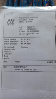Lano Mammut Alpine Dry sender 7,5 60m dvojičky - 7