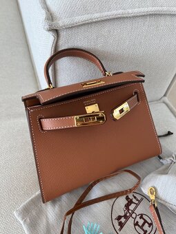 Hermes kelly mini kabelka hnedá - 7