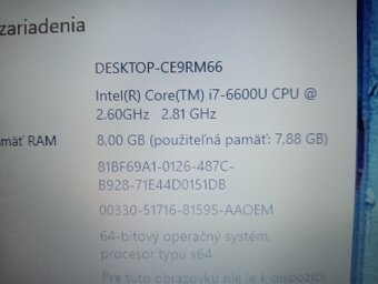 predám 12" HP elitebook 820 g3/8gb ram/ ssd/ Intel core i7 - 7