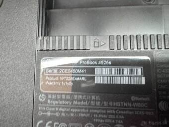 Predám pokazený notebook na náhradné diely zn. HP 4525s - 7