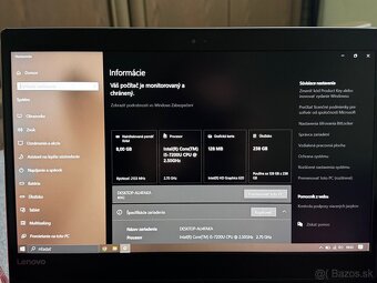 Hliníkový notebook Lenovo 256GB SSD, 8GB ram, Intel i5 - 7