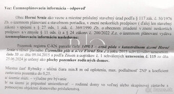 Na predaj stavebný pozemok o výmere 1142 m2 v k. ú. Horné Sr - 7