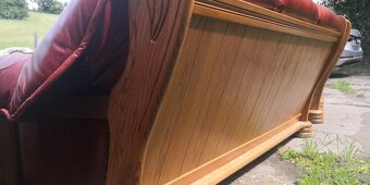 Kožená sedací súprava 3+1+1 s masivnym dubovym drevom - 7