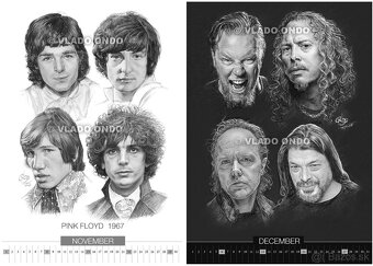 unikátny kreslený kalendár Kultové kapely 2026 - 7