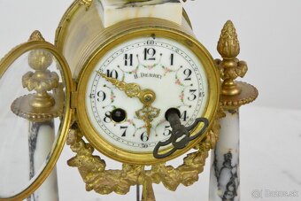 Starožitné sloupové hodiny France se svícny 1870 - 7