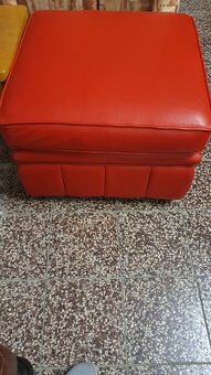 CHESTERFIELD ŠTÝL,KOŽENÁ SEDAČKA ČERVENÁ 2+1+TABURET - 7